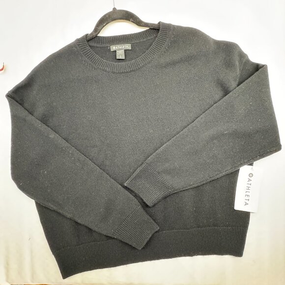 NWT! Athleta Alpine Crewneck Cashmere Wool Sweater in Black - Picture 4 of 11
